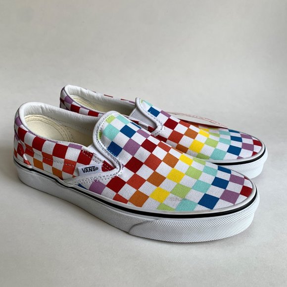 Vans Shoes - Vans Rainbow Checkerboard Slip On Sneakers Shoes Mens 5.5 Women's 7